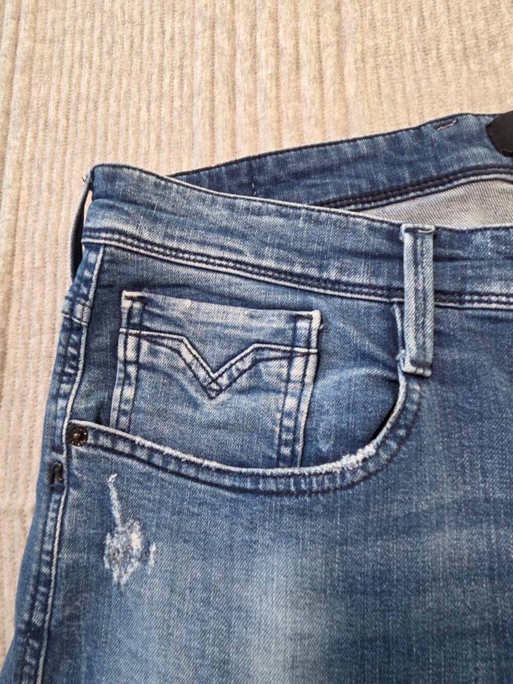 Replay Bronny Super Slim Fit Distressed Jeans Mens 36x32 Light Wash Stretch - Picture 3 of 12